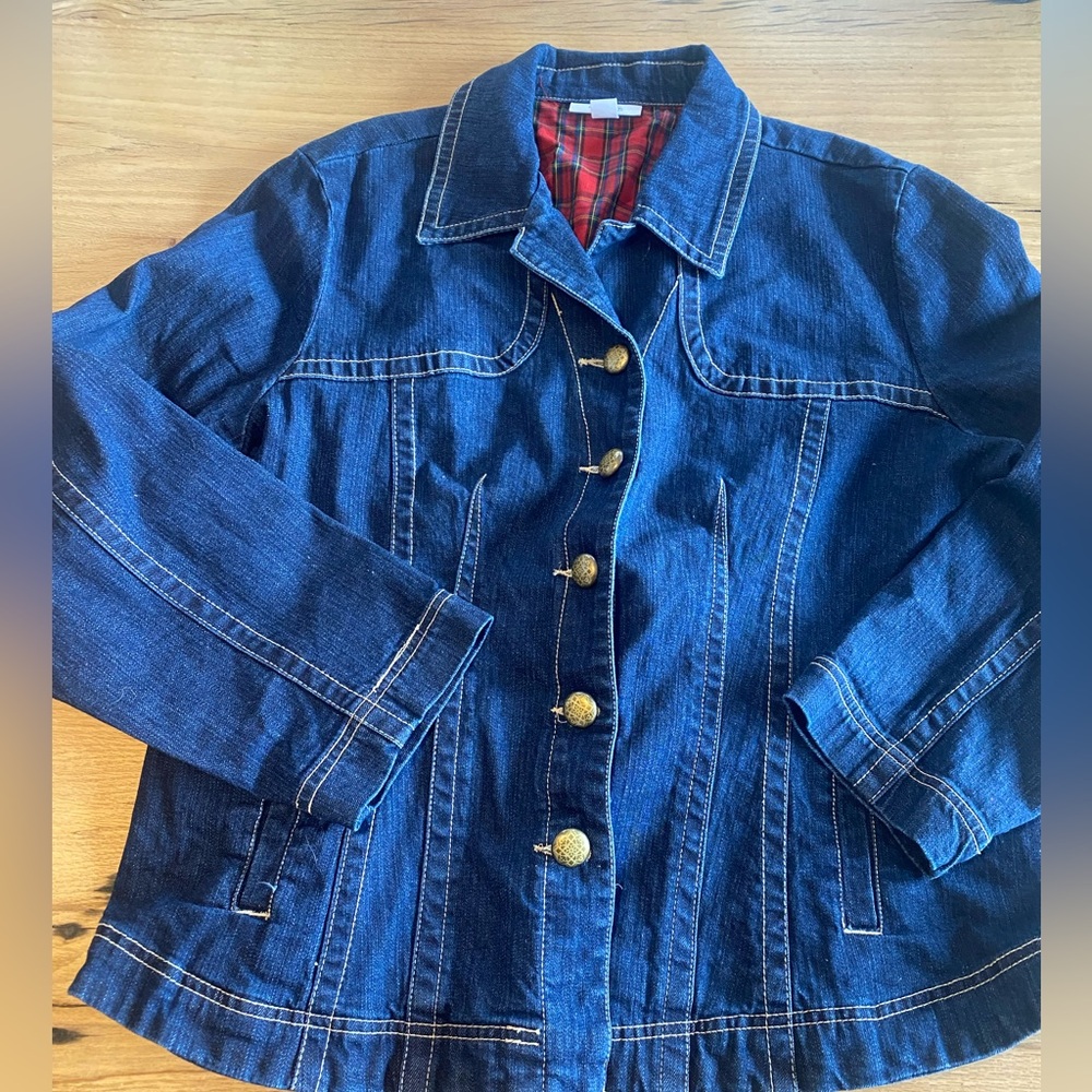 Dressbarn Denim Jean Red Plaid Lined Jacket‎ Women’s 18/20 Preloved